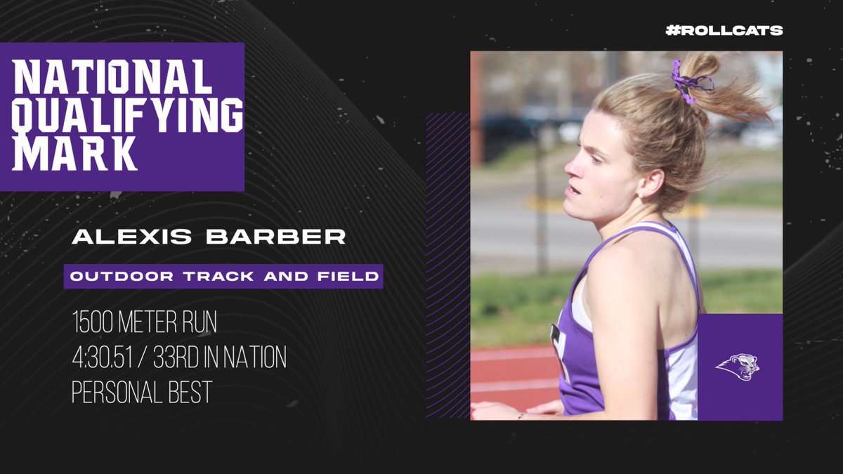 sbubearcats's tweet photo. T&amp;F: Yesterday Alexis Barber had a personal best and hit a National qualifying time in the 1,500-meter run!!
Way to go Alexis!!
#RollCats https://t.co/9LZ6KTCjJy