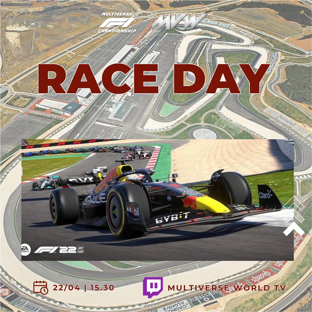 F1MVWChamp's tweet photo. RACE DAY

Hoje as 15h30 será dada a largada para o Grande Prêmio de Portugal !!! Quem sairá vencedor nesse GP ? 

Transmissão: YouTube e Twitch (Multiverse World TV) https://t.co/E5VcrbrrlV