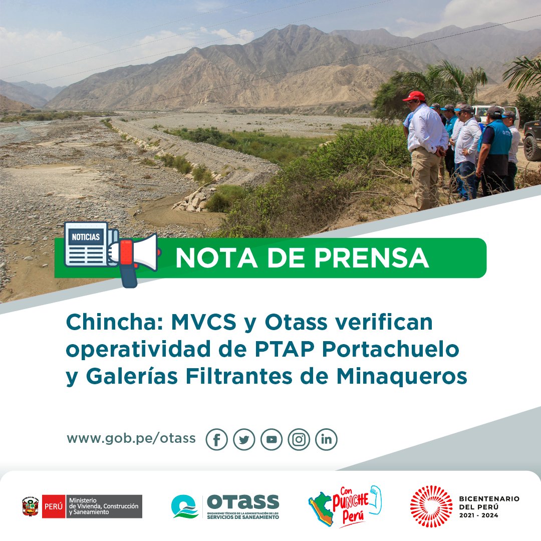 OtassPeru's tweet photo. 📍  #Chincha | Ministerio de Vivienda, #Otass, #Semapach y municipio provincial trabajan articuladamente para lograr solución definitiva del servicio de agua potable.
🗞️ ¡Infórmate más aquí! 👉 https://t.co/rnnpzrP1O2 https://t.co/LwgK0nETy3