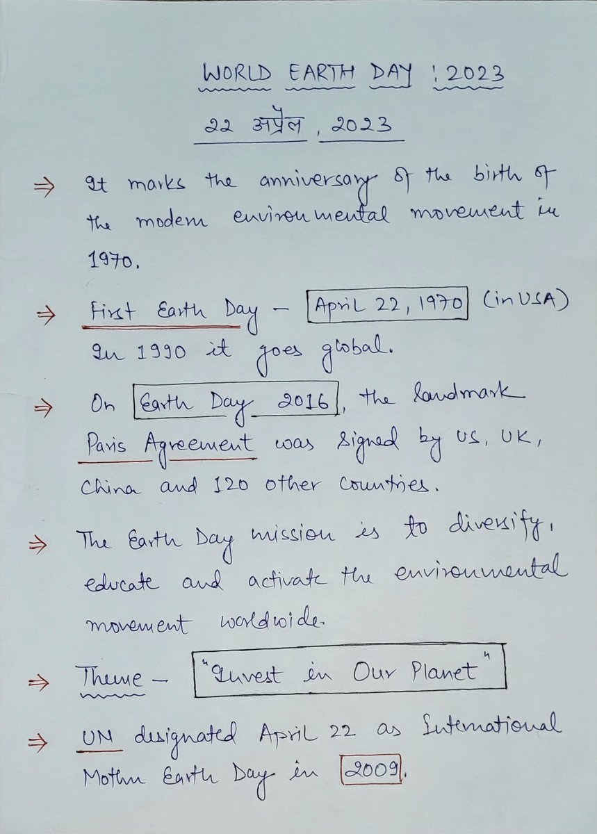 PrafulCtripathi's tweet photo. Read about World Earth Day..
Important for #UPSC2023 #UPPCS #BPSC
#EarthDay #EarthDay2023 #environmentforupsc https://t.co/xOwwN5QKRd