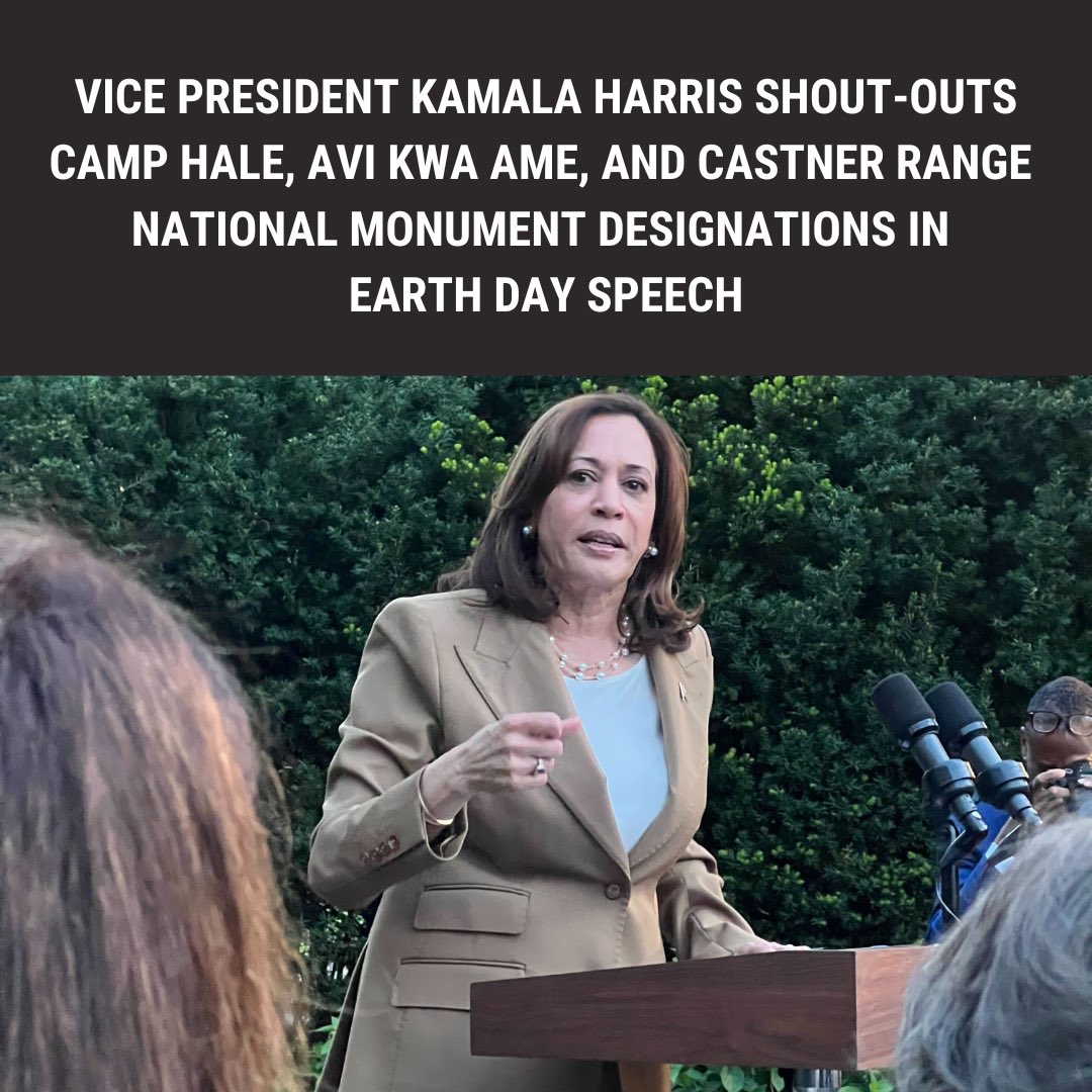 MonumentsForUSA's tweet photo. Thank you to @VP for a wonderful #EarthDay reception this week and for her and @POTUS' support on #MonumentsForAll.
VP Harris shouted out the recent National Monument designations of #CampHale, #AviKwaAme, and #CastnerRange. https://t.co/7ZcL4G505B