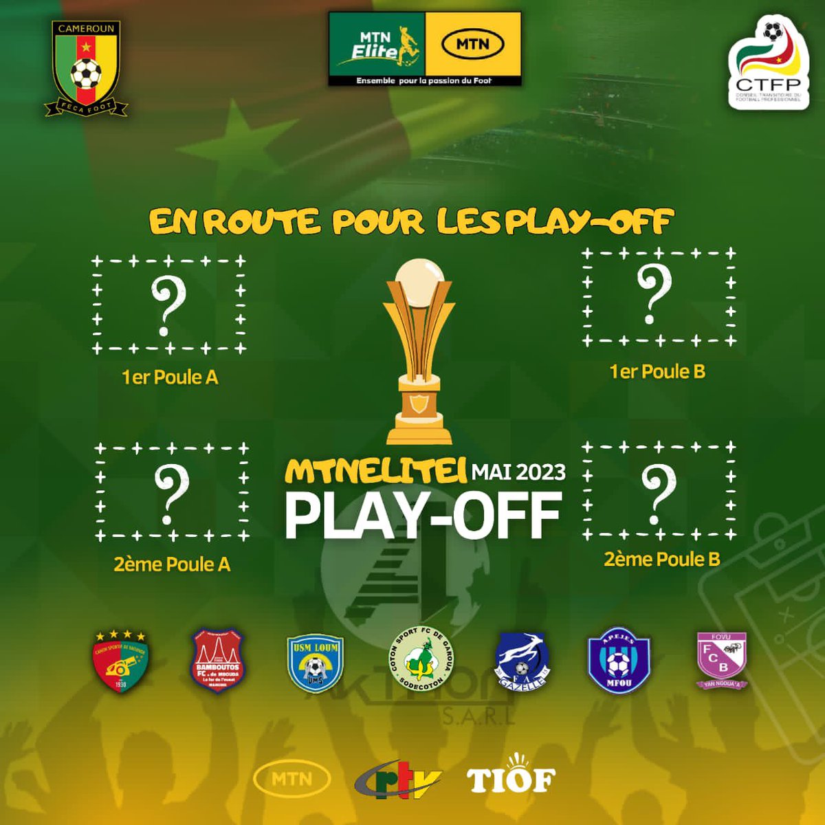 🚨🚨🚨#INSTANTS_MTN_ELITE_ONE🇨🇲🔥🔥🔥 En Route pour les Play-Off 

La Bagarre pour 4 places. 

@Canon_Yde ,   <a href="/fc_asb/">Bamboutos FC Fan Club Officiel & ASB</a> UMS de Loum , <a href="/FcCoton/">Coton Sport fc</a> <a href="/GazelleFA/">GAZELLE FA DE GAROUA</a> , Apejes , Fovu

#CTFP #Fecafoot #MTNEliteFootball #MtnEliteOne #Instants_Sport