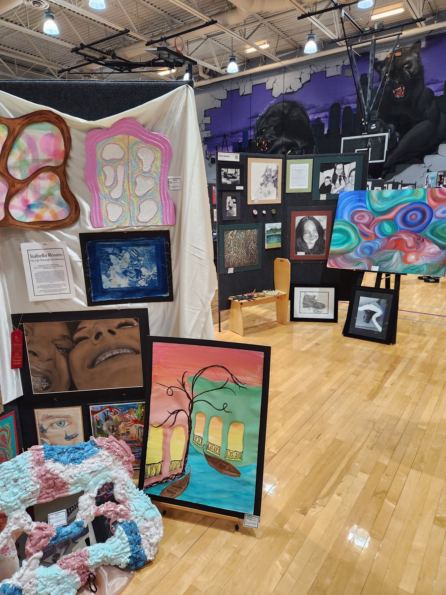 ParkHillSouthHS's tweet image. Swing by the district art fair at PHS. We got a lot of talented artwork on display.