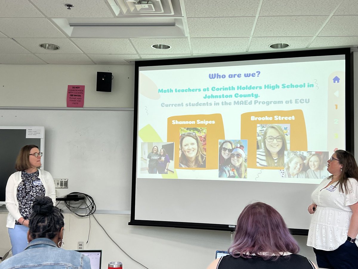 ⁦<a href="/JCPS_NC/">Johnston County Public Schools</a>⁩ teachers (and ECU grad students) Brooke Street and Shannon Snipes presenting at the ⁦<a href="/NCCTM1/">NCCTM</a>⁩ Eastern Region Conference!  Way to represent Johnston County math today! #NCCTMeast