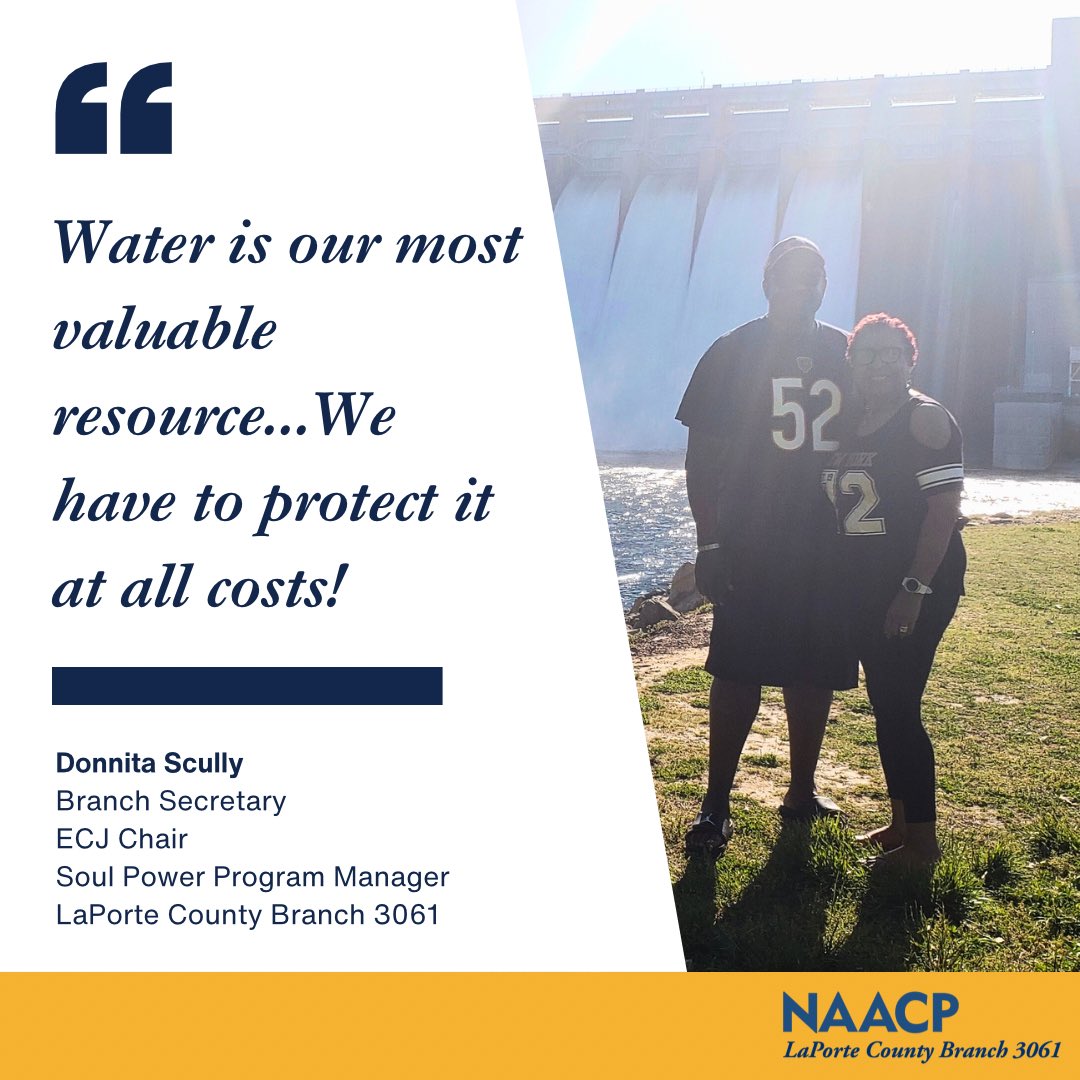 IndianaNAACPECJ's tweet photo. President Scully Michigan City & Donnita ECJ Chair, Climate change& ensuing extreme weather events will only further harm our already failing water systems. This means fewer Black communities with access to safe drinking water. The time to act is now @NAACP + #BLDPWR https://t.co/52ebbZbEIb