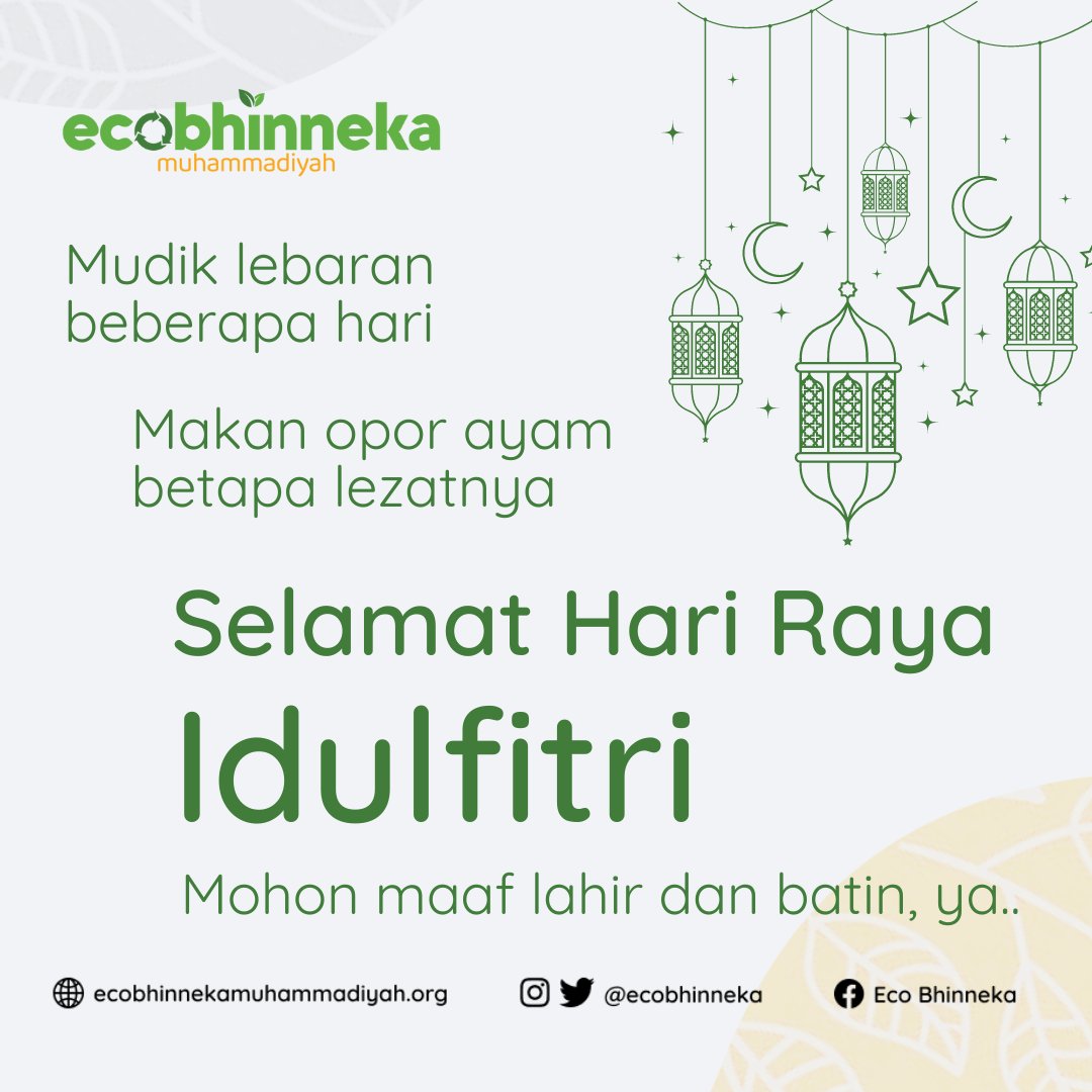 Selamat bersilaturahmi kepada kerabat dan sahabat. Mari kita rayakan Idulfitri dengan damai dan penuh rasa syukur.

----
#EcoBhinneka #Muhammadiyah #JISRA