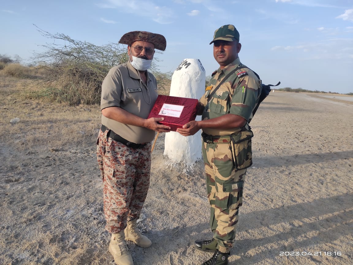 BSF exchange sweets and greetings with Pak Rangers/Marines on Eid at Gujarat border