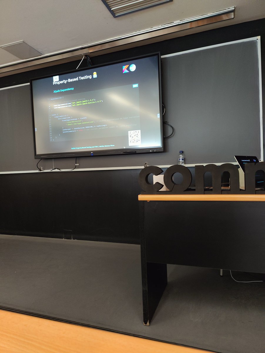 portovep's tweet photo. Muy interesante la última charla de la #commitconf de @AdRyAn_iP sobre property based testing en @kotlin con demo en directo incluida 👏👏 https://t.co/o7KepDU4lF