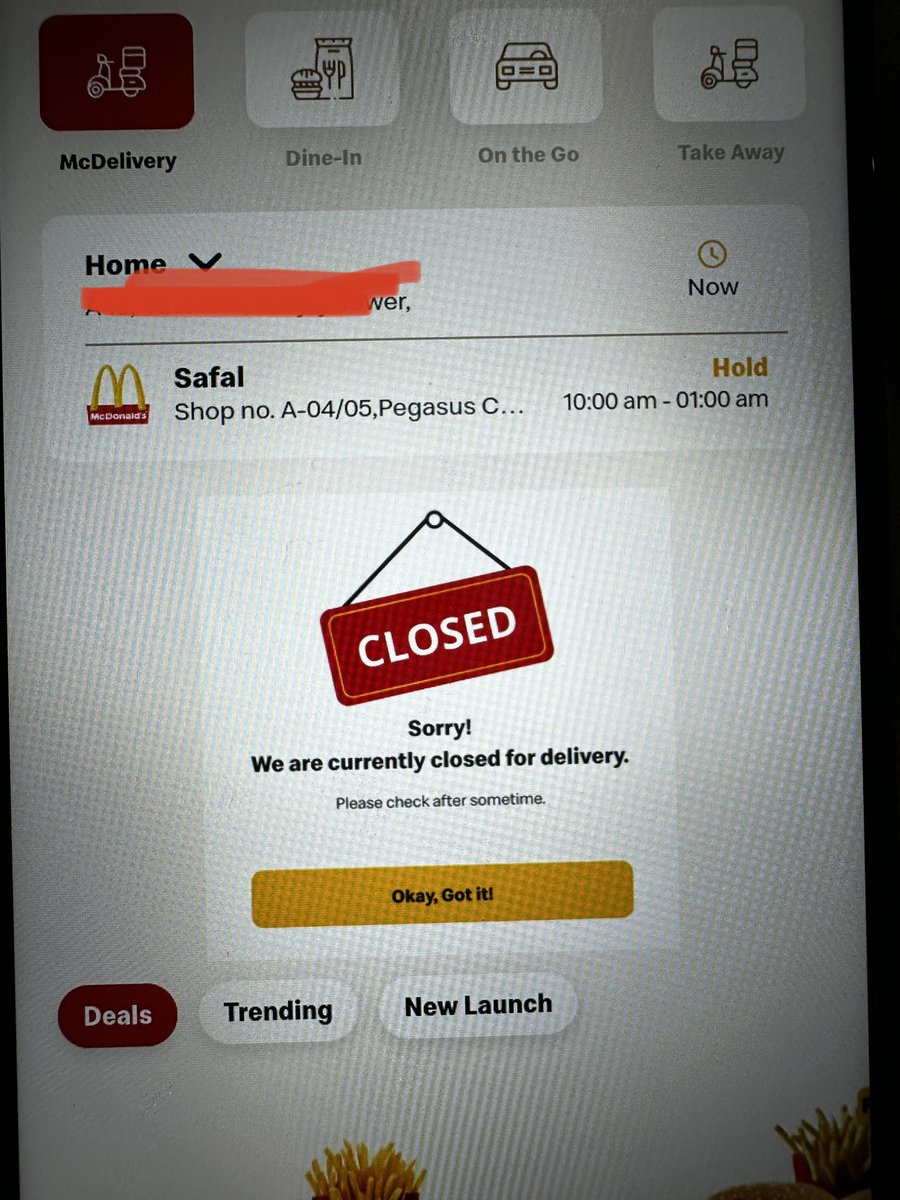 paramdave890's tweet photo. @mcdonaldsindia that’s a shame! Unable to order from #mcd app. #ahmedabad #weekendscene https://t.co/NGFn9kDU06