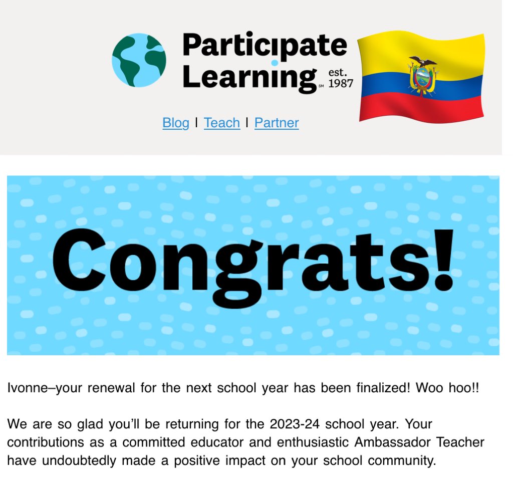 Let’s go for one more year!  I am so happy for having the opportunity to share my culture. <a href="/ParticipateLrng/">Participate Learning</a>  #UnitingOurWorld