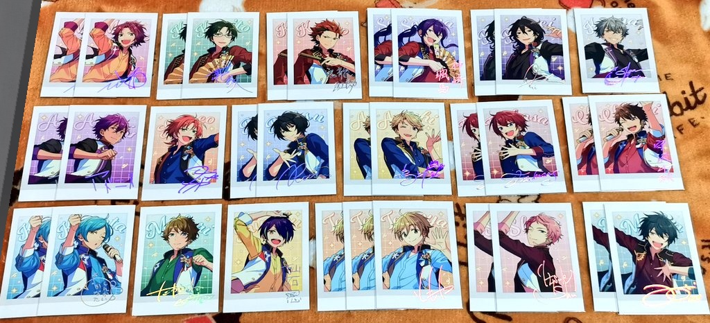 torihiki_date's tweet photo. @0 <更新>
【交換/譲渡】
あんスタ 中国 ぱしゃこれ 3周年 4周年 5周年 展示会

(譲)
◇真緒/◇敬人/紅郎/颯馬/☆零/◇晃牙/アドニス/☆レオ/☆凛月/◇嵐/◇司/☆千秋/奏汰/翠/忍/友也/◇宗/☆みか/◇夏目/斑/◇凪砂/☆日和/☆茨/☆ジュン/陣/章臣
(求)
泉/薫/なずな (3周年/4周年/5周年<中国>)
→ https://t.co/LkZ9CRzkMl