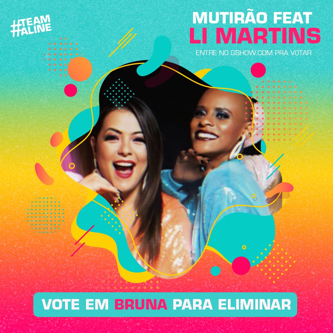 🦄🐛MUTIRÃO FEAT <a href="/LissahMartins/">Li Martins 🦄</a> 🐛🦄

⚠️ A CADA 10 VOTOS NA BRUNA, UM EMOJI NOS COMENTÁRIOS.

⏰ Encerra 14:00

🚨 O VOTO É PARA SAIR, VOTEM NA BRUNA!

⚠️ FOCO NO GSHOW!

🔗 Link: glo.bo/41NBjKn

 #ForaBruna #FicaAline #BBB23