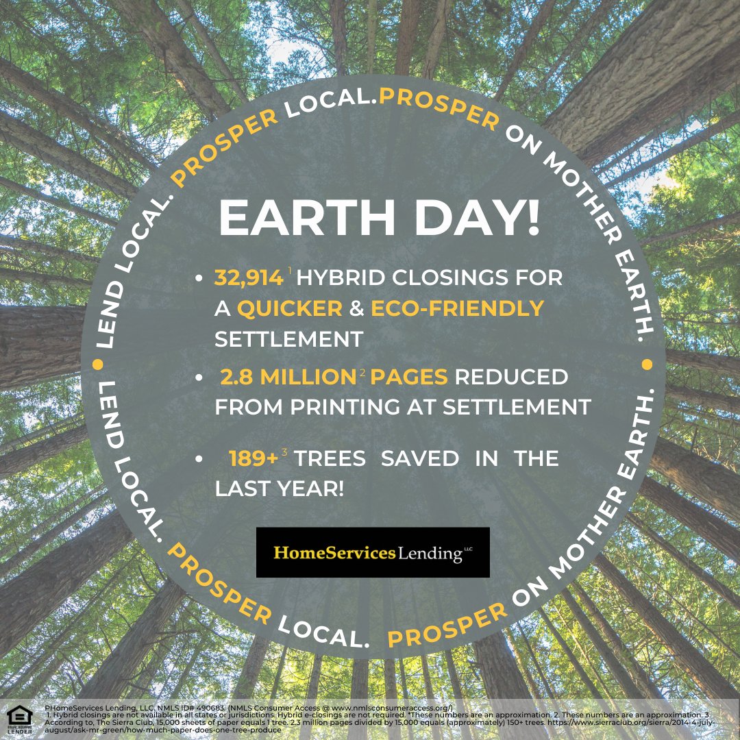 HS_Lending's tweet photo. Happy Earth Day! Get in touch with us to discover how HomeServices Lending is committed to improving its practices for a home buying experience that is both eco-friendly and consumer-friendly.

#EarthDay #savetheplanet #homeserviceslending #hsllocal #mortgagelender https://t.co/ACTeRnBiZ2