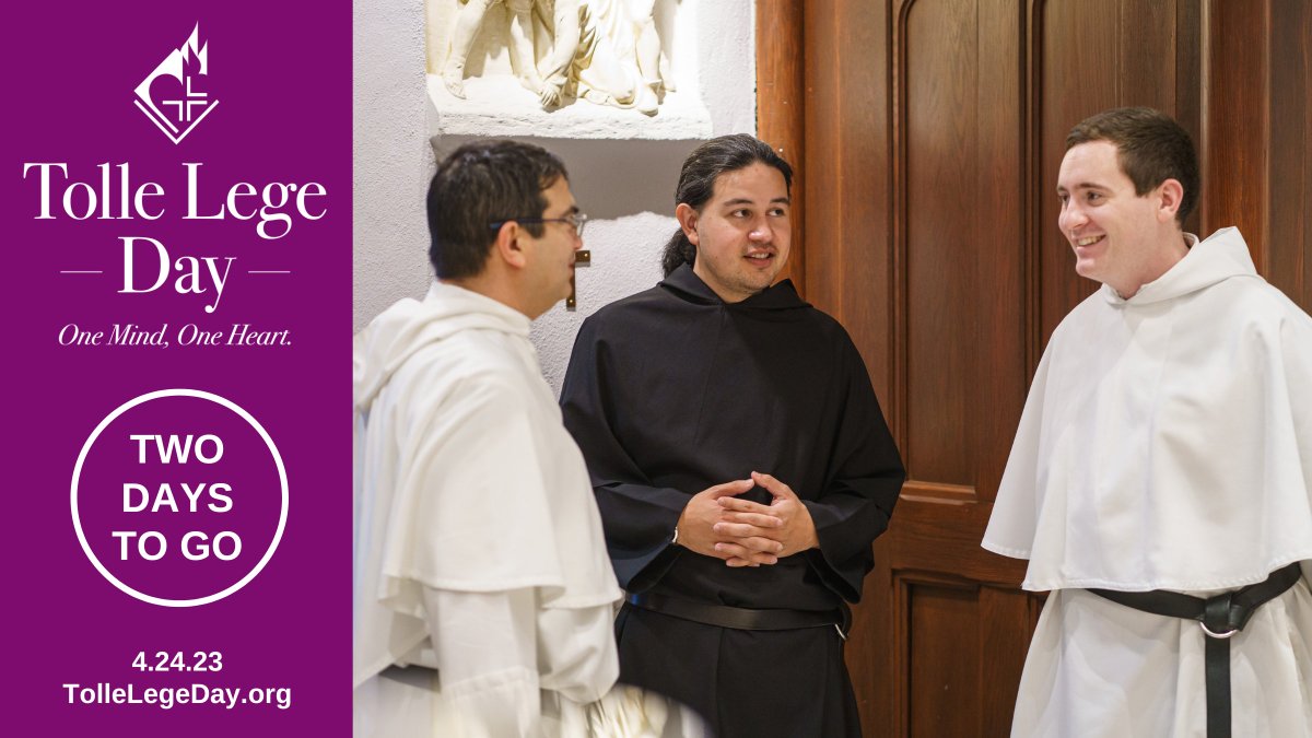 Monday is Tolle Lege Day!  Are you ready to come together with one mind and one heart?  You can even designate your gift to help our friars in formation, like Br. Nicholas and novices Tony and Frank, shown here.  Learn more (or make your gift early) at TolleLegeDay.org.