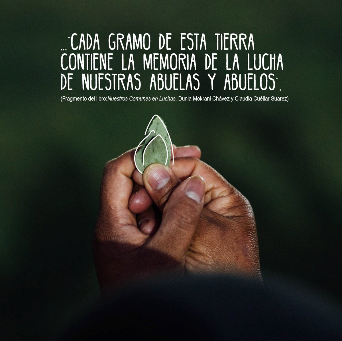 ...“cada gramo de esta tierra contiene la memoria de la lucha de nuestras abuelas y abuelos”.

Fragmento del libro: Nuestros Comunes en Lucha.
ph: Michael Dunn
#DiaDeLaTierra
