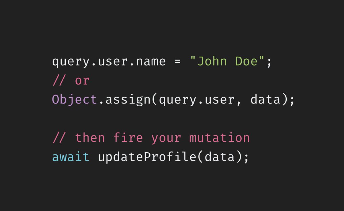 Our optimistic updates are simple value assignments.