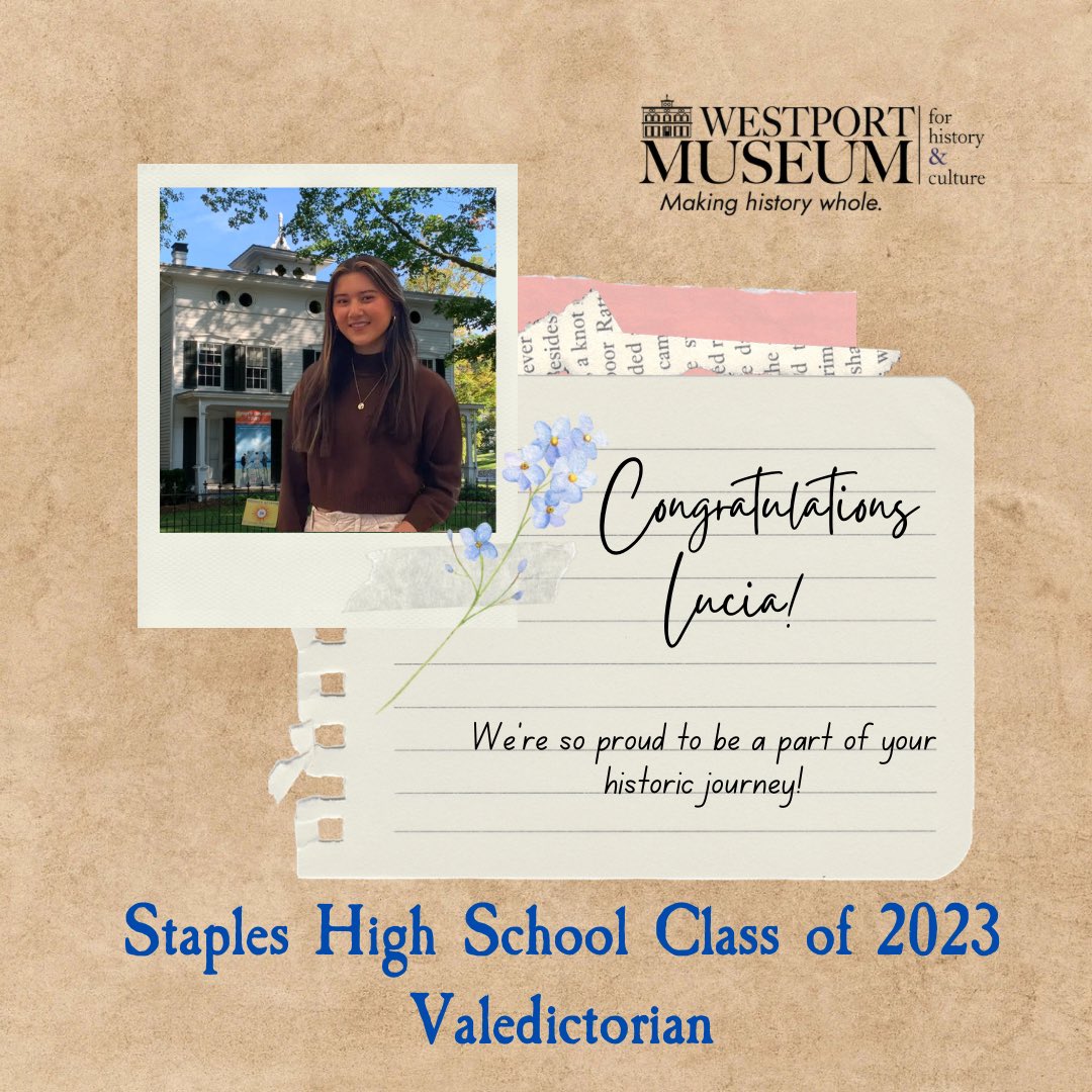 We are thrilled to hear that the Staples High School class of 2023 Valedictorian is our very own Lucia Wang! Lucia has been a long time volunteer, former intern, and is a founding member of our Student Council. Congratulations Lucia! We can’t wait to see the history you make.