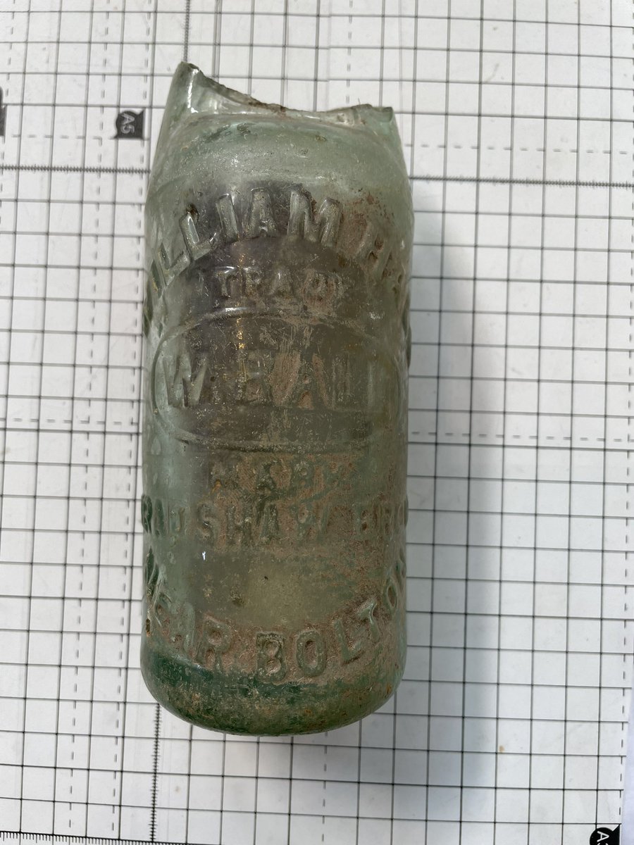 BoltonLMS's tweet photo. Another good #DugIt Archaeology Day!

Favourite pieces inc:

- possible loom weight. Found near Smithills by Toby (pictured)

- mineral water bottle from William Hall Ltd

- hand forged ‘French’ nail, late 1700s, found at Hulton Park 

Next dates Sat 20th May &amp; Sat 17th June! https://t.co/OhJ3P5f1OL