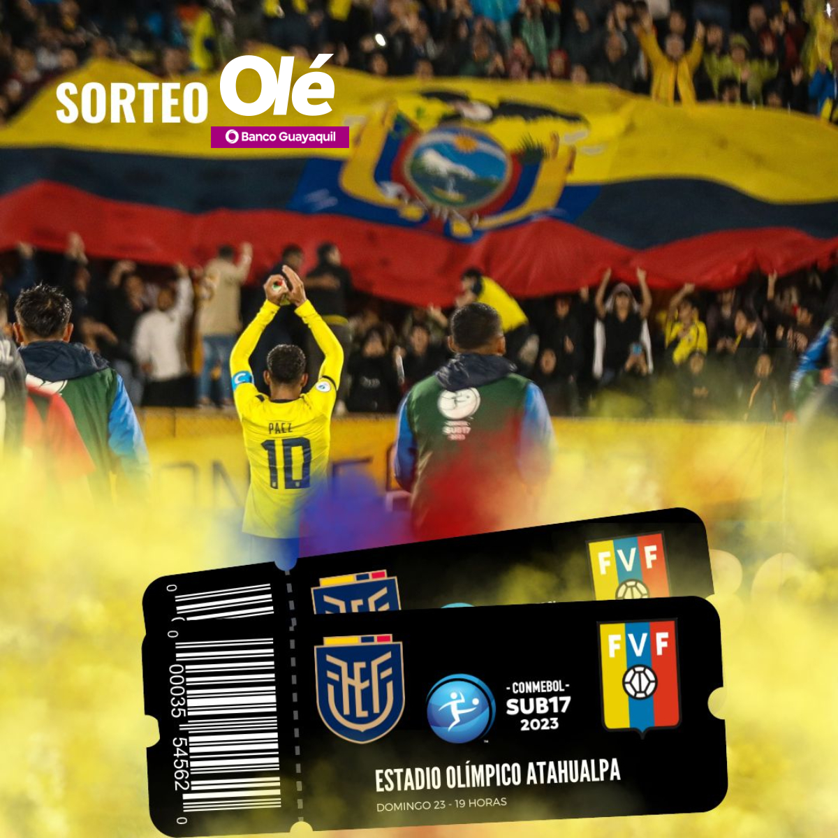 DiarioOleEc's tweet photo. 🤩¡SORTEO PARA IR A ALENTAR A LA SUB 17! 🇪🇨

🎁🎫Regalamos un par de entradas para el cotejo del domingo 23, a las 19 horas, en el Atahualpa, contra Venezuela🆚🇻🇪

➡️Debes seguir a @DiarioOleEc y dar RT a este mensaje

⏳Hay tiempo hasta este domingo a las 13

#PiensaEnGrande https://t.co/TnQG9F47z6