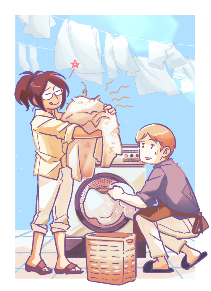 saccilyan's tweet photo. [doodle] Laundry☀️🫧👕🧦
#モブハン #mobuhan https://t.co/qN0CslF7Hy