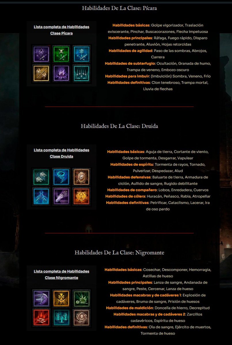 Diablo4online's tweet photo. Podéis encontrar la nueva sección Database en nuestro sitio web de Diablo IV. 

https://t.co/UDwgaUUAid

Listas completas de las habilidades de todas las clases en español, que iremos actualizando regularmente a medida que vayan recibiendo nuevos ajustes.
 
#DiabloIV https://t.co/YO4HV1PLts