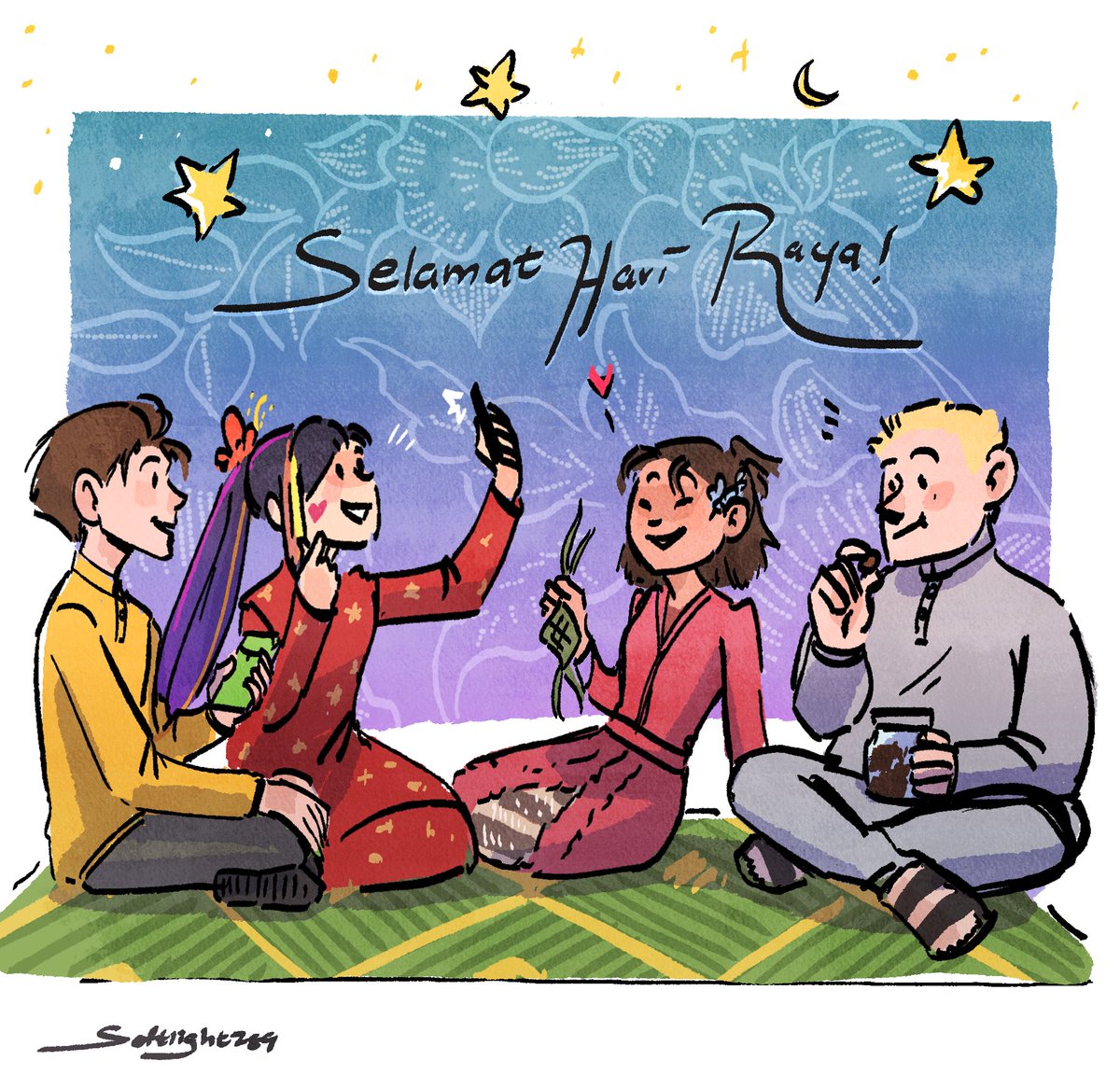 Selamat Hari Raya 🌙 ✨
Eid Mubarak!

Ejen import celebrating their first Raya together (Ali probably invited them) ✨ 🤭

#eidmubarak #ejenali #ejensam #ejenkim #ejenrizka #ejenaleks