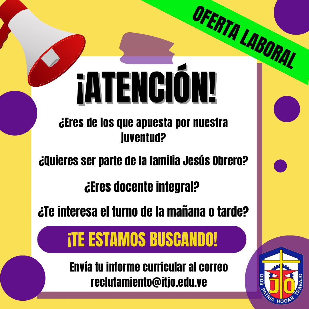 SomosITJO's tweet photo. ¡Escríbenos y mándanos tu CV si eres al que buscamos! https://t.co/cscVIuAjmS