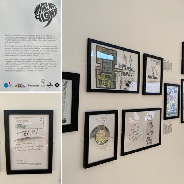 LisaCassidy17's tweet photo. Great 1st exhibition by Maria Ipliktsiadou @iplidesign an exhibition of an ongoing parent psychological journey. Celebration of bright start Islington’s early intervention @ArchwayChildrenscentre which is such an amazing space for young minds. https://t.co/WYMisorSwl
