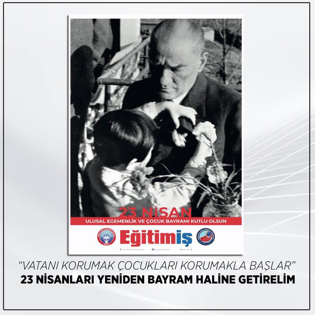“VATANI KORUMAK ÇOCUKLARI KORUMAKLA BAŞLAR” 
23 NİSANLARI YENİDEN BAYRAM HALİNE GETİRELİM

Büyük Önderimiz Mustafa Kemal Atatürk’ün “Vatanı korumak çocukları korumakla başlar” sözleri ışığında, tüm çocuklarımızın eğitim ve sağlık hakkından eşit koşullarda yararlandığı, her türlü