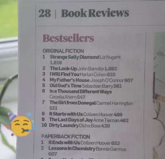 Week number 7 at number 1 in Ireland. This never gets less exciting. THANK YOU so much to all of the booksellers and all of the readers who have taken Sally to heart. I’m so glad you love her as much as I do. ❤️❤️❤️❤️❤️And thanks and congratulations to @dishabossy for the photo!