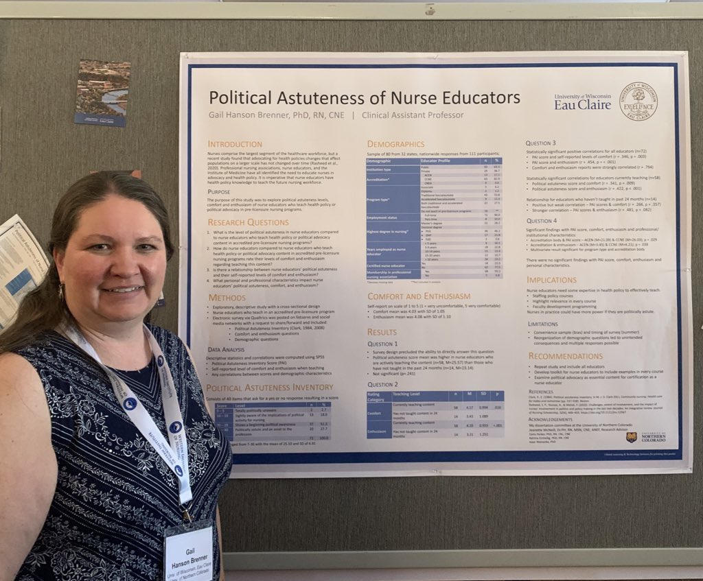 brennegm's tweet photo. Day 2 of @WINursing conference highlight was presenting a poster of my dissertation - Political Astuteness of Nurse Educators.
#WIN2023 #Tucson
#NurseTwitter
#NursingEducation
#nurse #Nursing
@UWEauClaire
@UNC_Colorado https://t.co/Tnddn3oORH