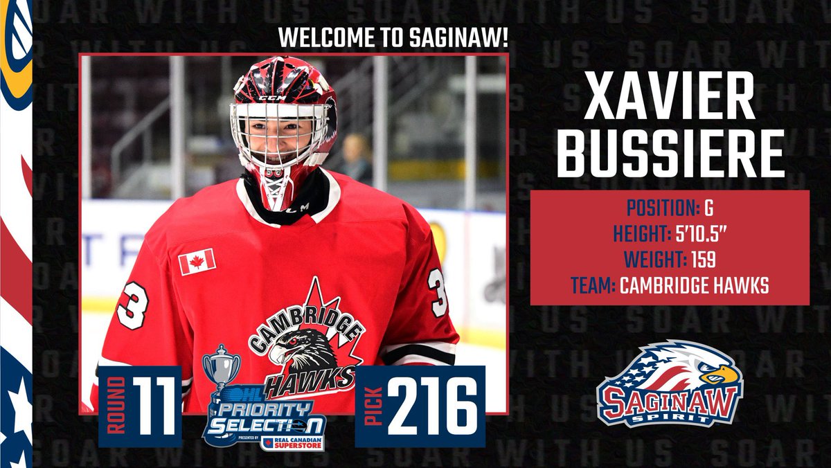 Congratulations to Xavier Bussiere for being drafted to the <a href="/SpiritHockey/">Saginaw Spirit</a> !
We are all proud of you !!
Way to go X !!

<a href="/OHLHockey/">Ontario Hockey League</a>  <a href="/CambridgeMinorH/">CambridgeMinorHockey</a>