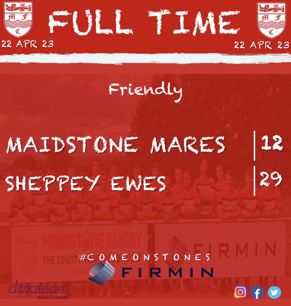 Full time at Sheppey in Maidstone Women’s first game. A fantastic competitive game &amp; a great showing by a team only 13 weeks in! 🔴⚫️⚪️💪🏻

<a href="/TrustFirmin/">Del Livery</a> @KentVegBox <a href="/AlltaskLtd/">Alltask Ltd</a>  <a href="/DatateamMedia/">Datateam Business Media Ltd</a> <a href="/KentRugby/">Kent Rugby</a> 

#innerwarrior #kentrugby #rugbyinkent #womensrugby