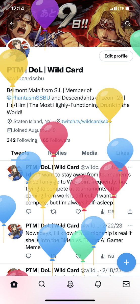 wildcardssbu's tweet photo. Twitter balloons are flying as high as my BAC will be later on tonight https://t.co/gliYc5jRqM