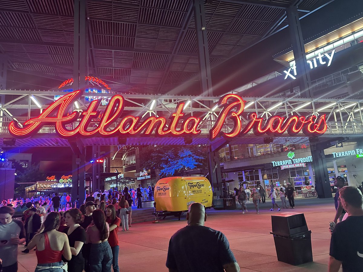 BeardedAFVet's tweet photo. The pitching staff blew it in the end but a great night in the ATL!  Also, every time I go I come back blown away by how great that park and area around it is. #xfinityclub #fortheA #bravescountry @truistpark @braves https://t.co/o8sxGgm6Xv
