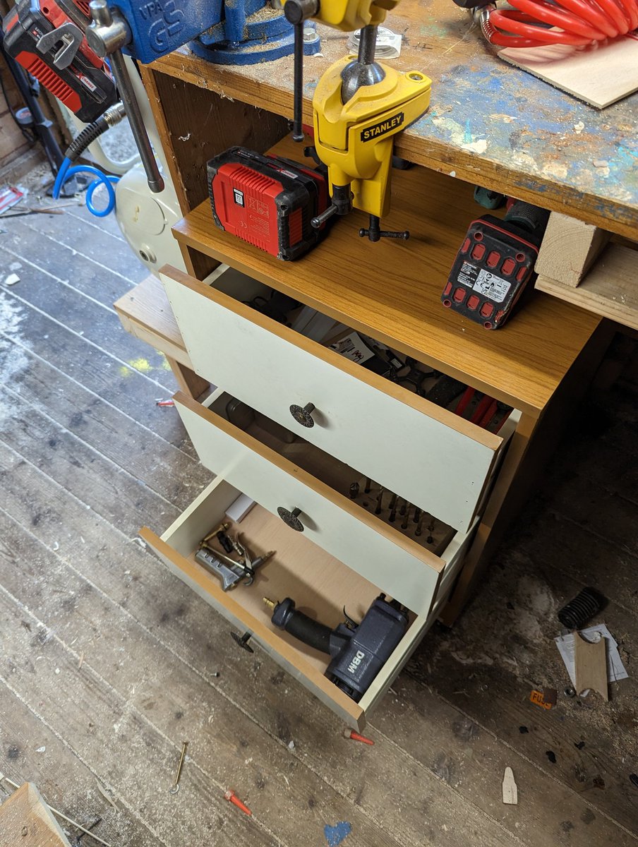 jonstuttard123's tweet photo. @testedcom @donttrythis  Inspired by your recent organiser build I've now put all my go to tools in a thrifted set of draws. Wheels added and new 3d printed handles on the way! https://t.co/U0ibcISDuk