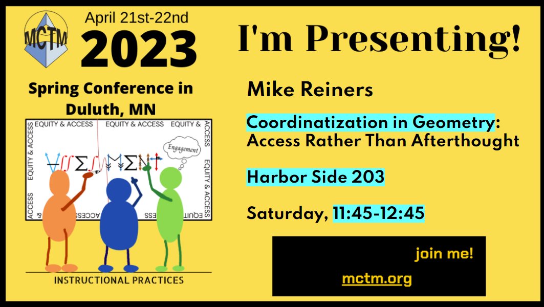 MrReiners's tweet photo. Hey, @mctm_mn - join me, and I promise this will be the best last session you attend at this conference.
#mctmduluth #MCTM23 https://t.co/21k27gQgka