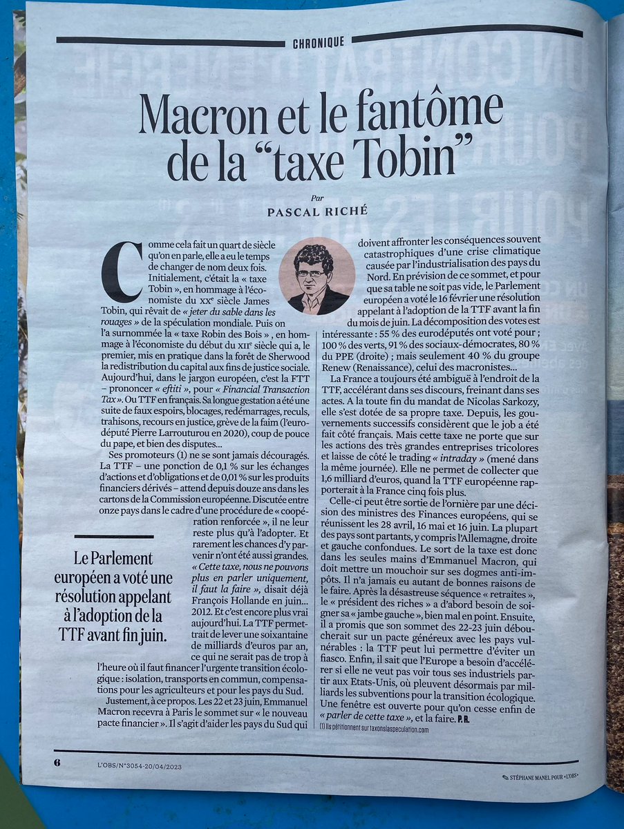 "Une fenêtre s'ouvre pour qu'on cesse enfin de parler de cette taxe, et de la faire".

La France permettra-t-elle enfin la mise en place d'une taxe sur les transactions financières au niveau européen? On le saura bientôt.

À lire dans @lobs cette semaine. 
#TaxonsLaSpeculation