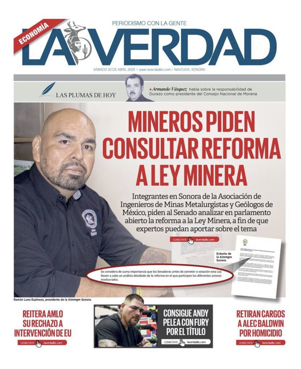 AIMMGMSonora's tweet image. Importante un parlamento abierto en el que se analice detalladamente la  reforma y en el que participen los diferentes actores involucrados 
#SinMinasNoHayVida 
#MineríaResponsable 
#MineríaEsVida 
@Ramonlunas @AIMMGM_Nacional @ClusterDeSonora @La_VerdadSonora @elimparcialcom