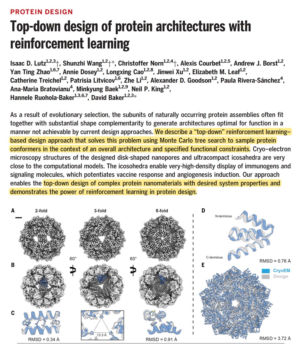 Designing proteins, next level, powered by #AI 
--Novel proteins by specification
cell.com/chem/fulltext/…
--Top-down
science.org/doi/10.1126/sc… <a href="/ScienceMagazine/">Science Magazine</a> <a href="/UWproteindesign/">Institute for Protein Design</a> <a href="/wang_shunzhi/">Shunzhi Wang</a> <a href="/ChristofferNorn/">Christoffer Norn</a> <a href="/UWISCRM/">ISCRM at UW</a>