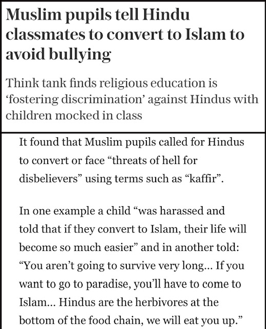 FrankDeScushin's tweet photo. "You aren't going to survive very long."

That taunt from a British Muslim student to a Hindu one applies to Britain itself. 

Old grievances don't die on new land. It was suicidal for Britain to import people with old grievances against each other and against Brits themselves.🧵 https://t.co/E1dZQ7mHd4