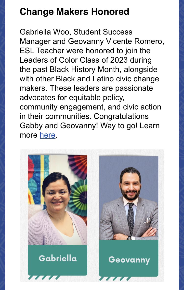 GeovannyVicentR's tweet photo. Thanks @CR_School for sharing my recent personal news & for your continued support throughout these years in which I’ve been doing what I am most passionate abt: teaching & giving back to my community in the best way possible. Appreciate your contribution to my growth!
#DCAdultEd https://t.co/BiJs6cL0xM
