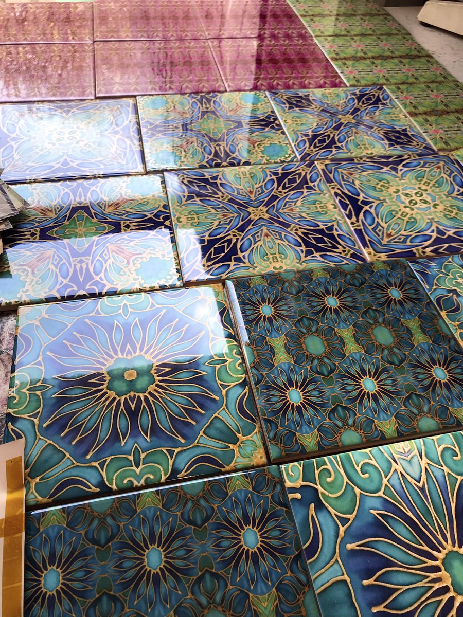 meikiecakie's tweet photo. Next batch of tiles to add to the 95 mixed designs ordered. Pictured are Pink Persian, Art Nouveau moss green butterflies, blue green Italian style and Teal Blooms. Which is your favourite? #decorativetiles #patternedtiles #persian #artnouveau #italianstyle https://t.co/wMkYMeOg5J