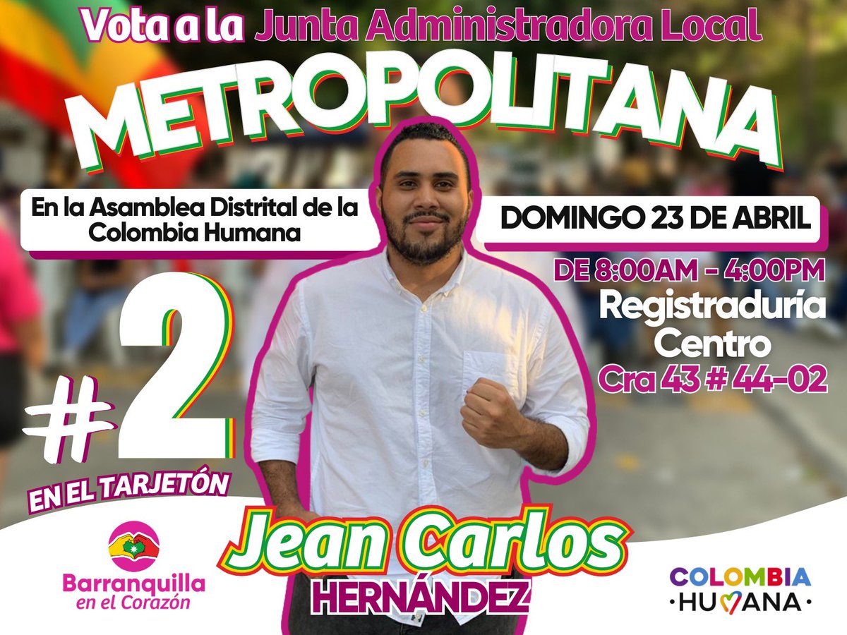 baqenelcorazon's tweet photo. #Barranquilla | Mañana es la consulta interna de la #colombiahumana y estas son nuestras apuestas. Si eres militante de la Colombia Humana, ¡no dudes en apoyarnos!🫶🏾 
@AndreavargasBAQ @oscarnarvaezg_ @jeanhernandezbq @CamiloGomezBAQ https://t.co/ORNTOOfeir