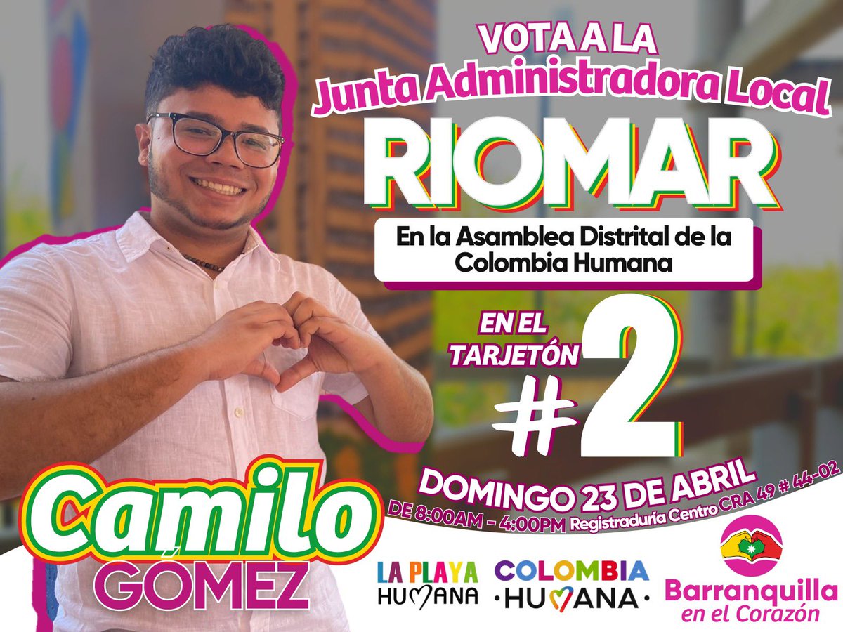 baqenelcorazon's tweet photo. #Barranquilla | Mañana es la consulta interna de la #colombiahumana y estas son nuestras apuestas. Si eres militante de la Colombia Humana, ¡no dudes en apoyarnos!🫶🏾 
@AndreavargasBAQ @oscarnarvaezg_ @jeanhernandezbq @CamiloGomezBAQ https://t.co/ORNTOOfeir