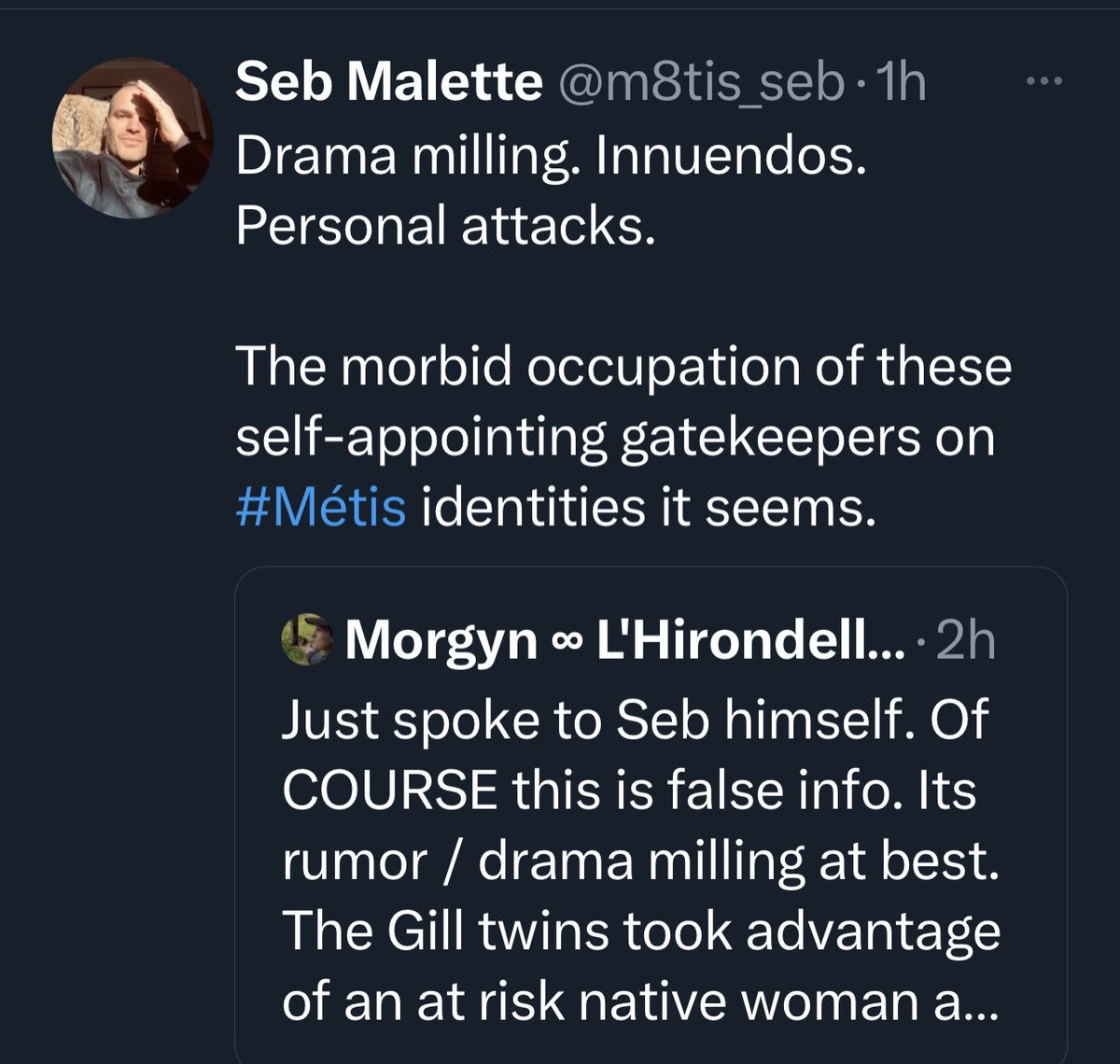 willgoodon's tweet photo. This is kinda funny. The logic is actually upside down. The ones he calls gatekeepers are those of us who call out his fake Métis identity &amp; the fake evidence he uses. It’s personal for us bc he is literally as fake as they come. There is only 1 historic Métis Nation. https://t.co/UsaeVU2aiq