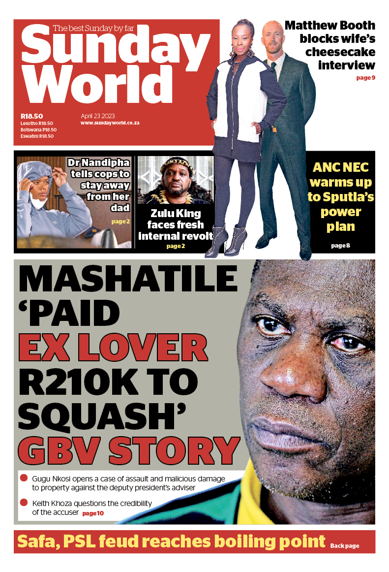 SundayWorldZA's tweet photo. #SundayworldZA front page for Sunday 23 April 2023. Purchase your copy, available in stores nation wide. 

➡️https://t.co/VqKJgqZOp2 https://t.co/ul0DVILljb