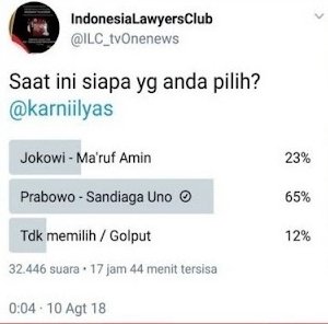 bobby_risakotta's tweet photo. Dari Pilpres yang lalu sampe pilpres yg sekarang, kalo ngadain polling selalu angkanya 65, padahal yang enak itu 69

Ente kadang-kadang Ente @ILCTalkshow 😂 https://t.co/0lbwJhz2qn