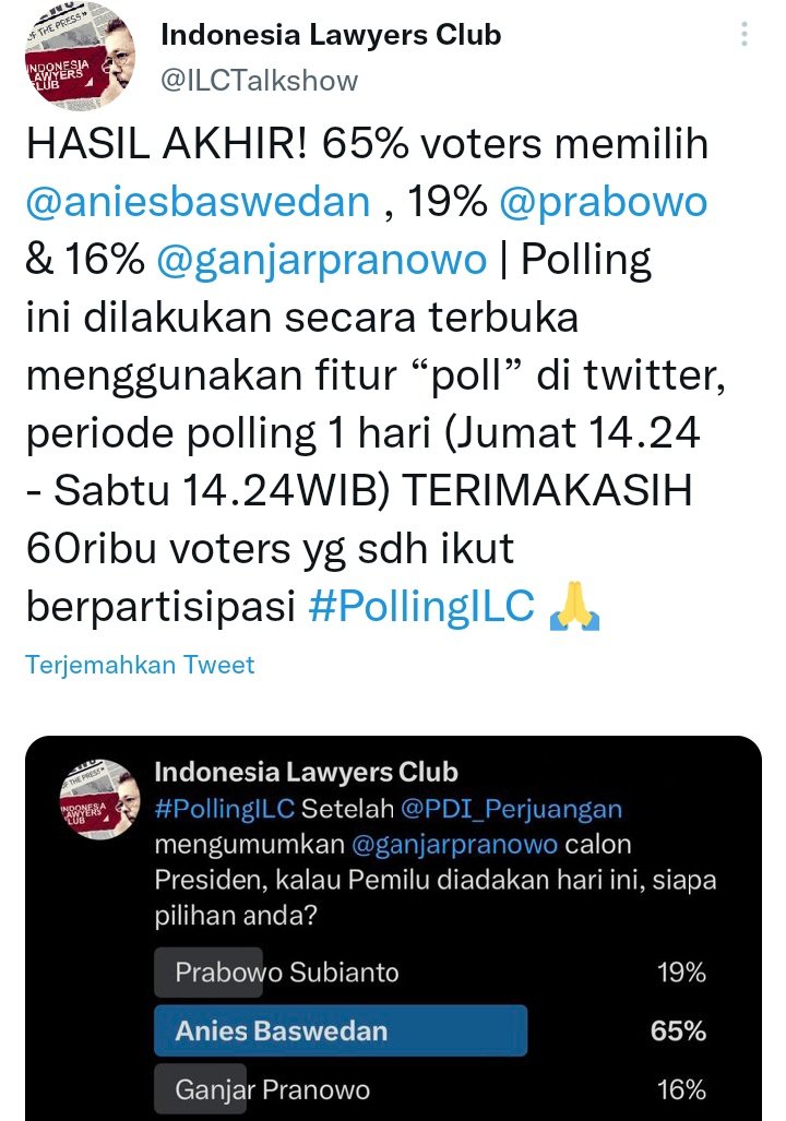 bobby_risakotta's tweet photo. Dari Pilpres yang lalu sampe pilpres yg sekarang, kalo ngadain polling selalu angkanya 65, padahal yang enak itu 69

Ente kadang-kadang Ente @ILCTalkshow 😂 https://t.co/0lbwJhz2qn