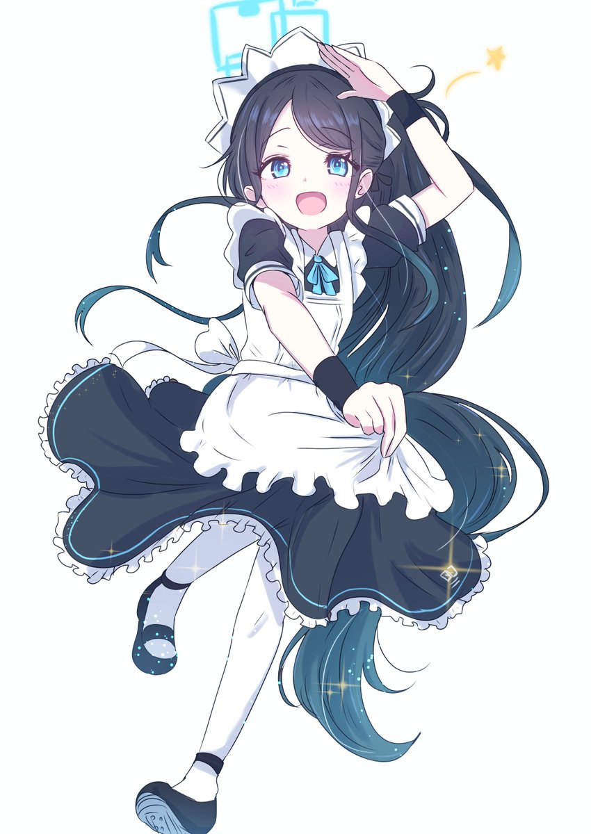 aris (blue archive) 1girl maid solo long hair apron alternate costume enmaided  illustration images